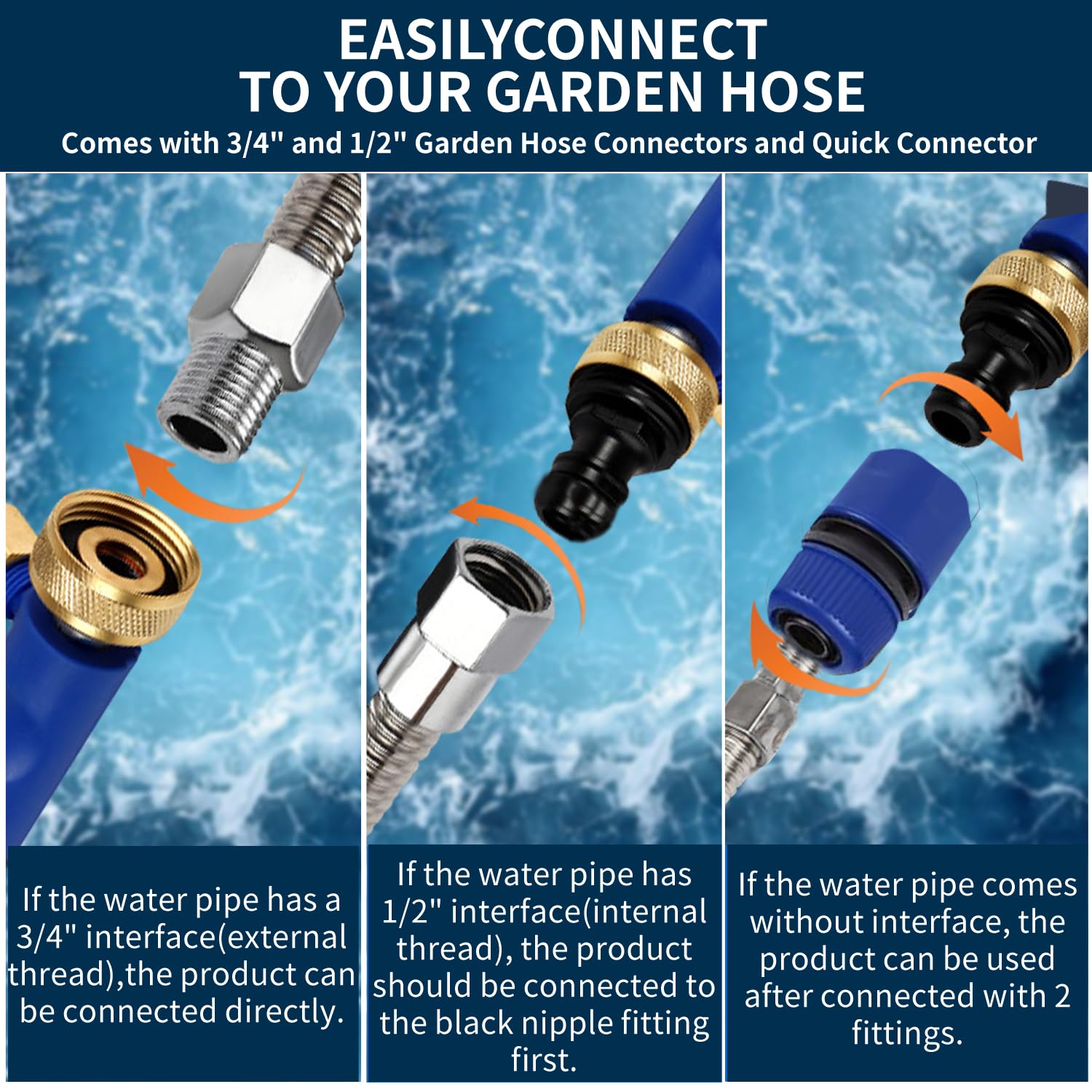 Raddile quick-connect design enables fast setup with standard hoses.