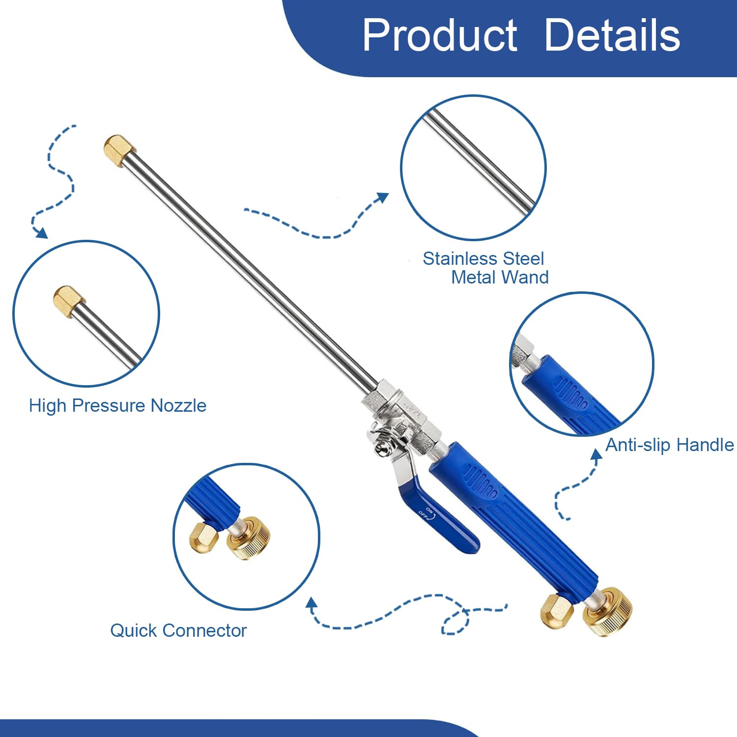 Raddile three-nozzle system with fan, linear, and adjustable spray options.