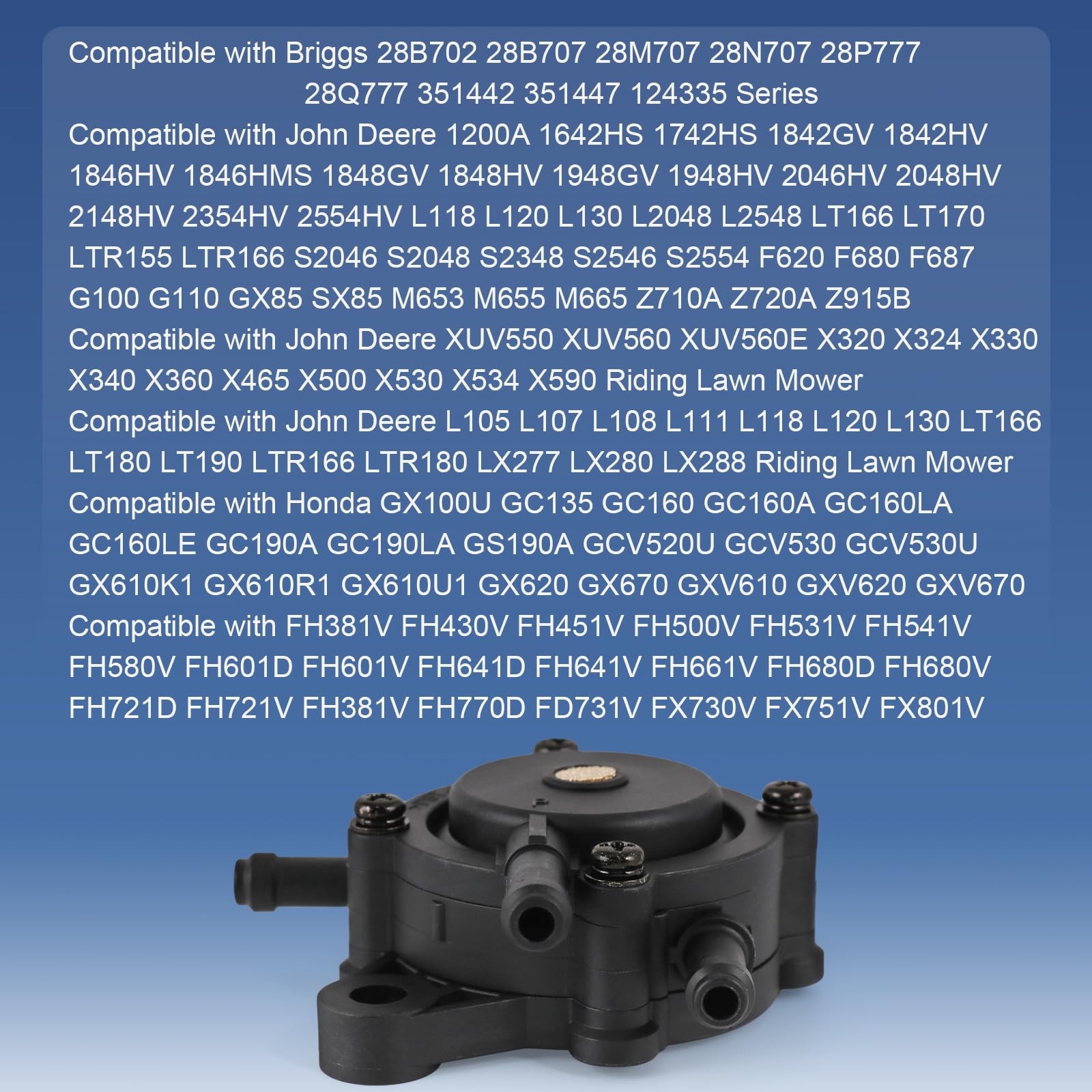 RADHLBNIU compatible Kohler, John Deere, Honda engines overview.