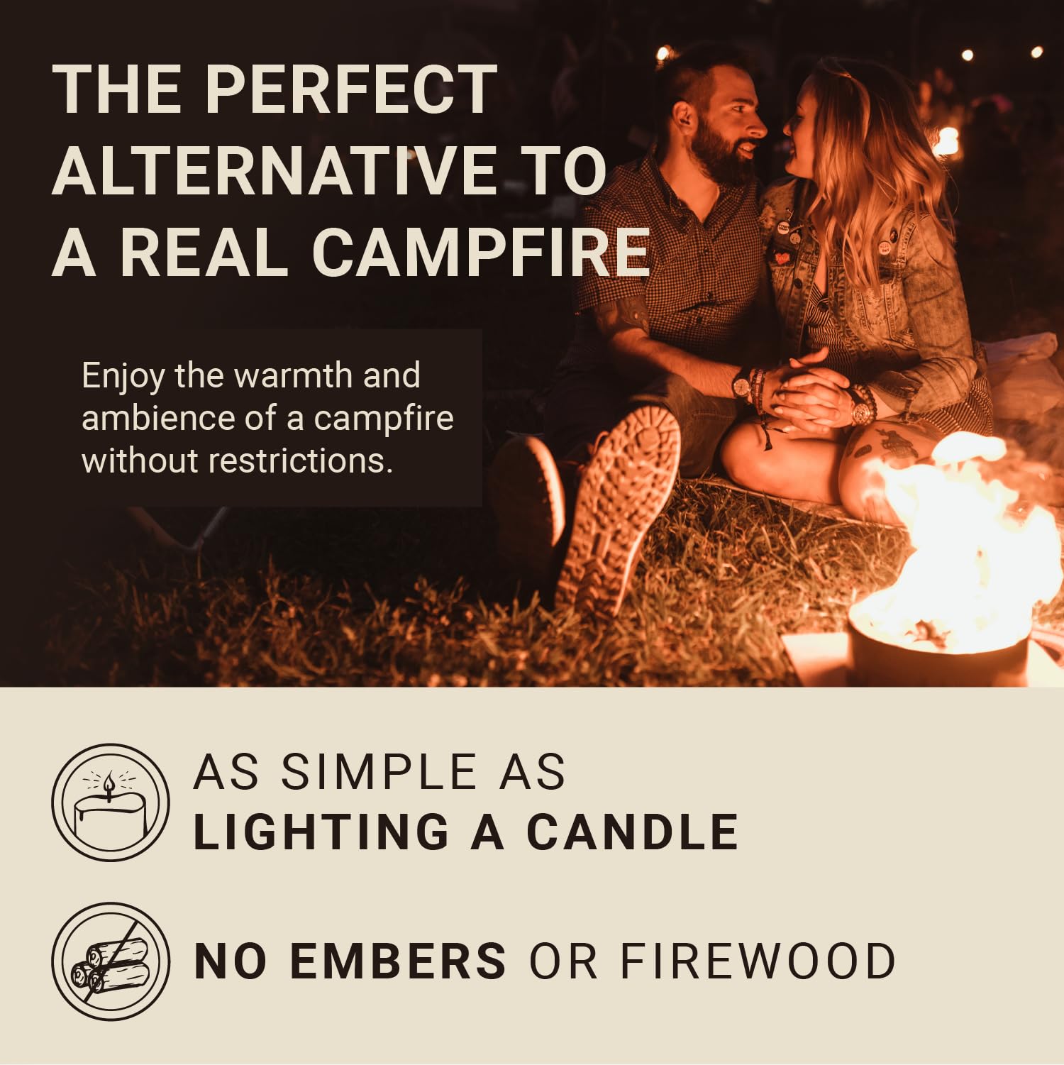 Radiate 2-Pack XL 8-inch campfire uses soy wax and briquettes for clean burn.