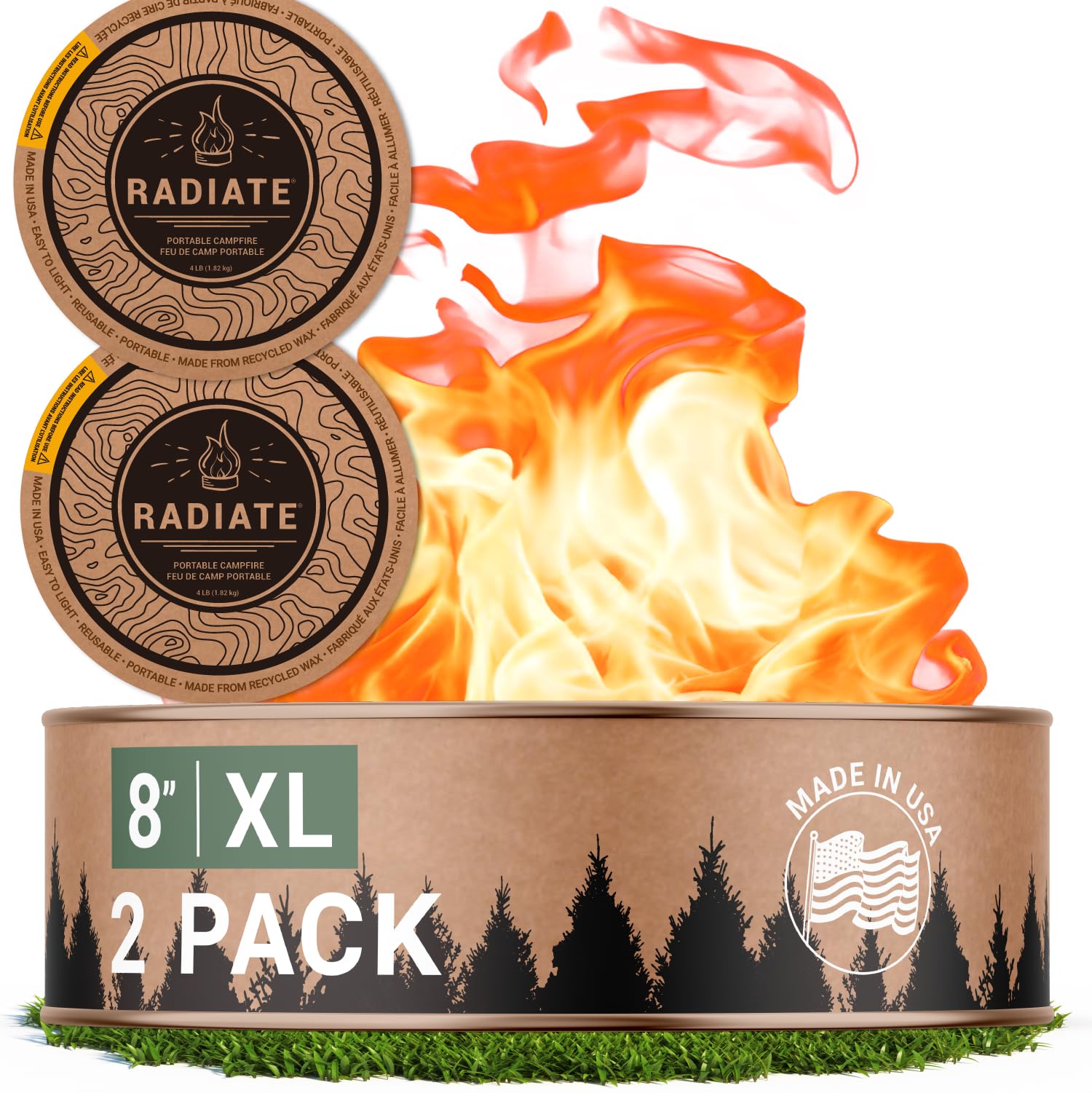 Radiate 2-Pack XL 8-inch campfire on patio provides warm ambiance for gatherings.