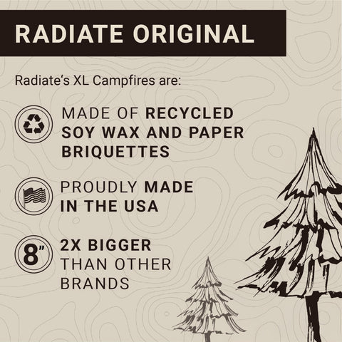 Radiate XL eco-friendly wax briquettes power clean burn