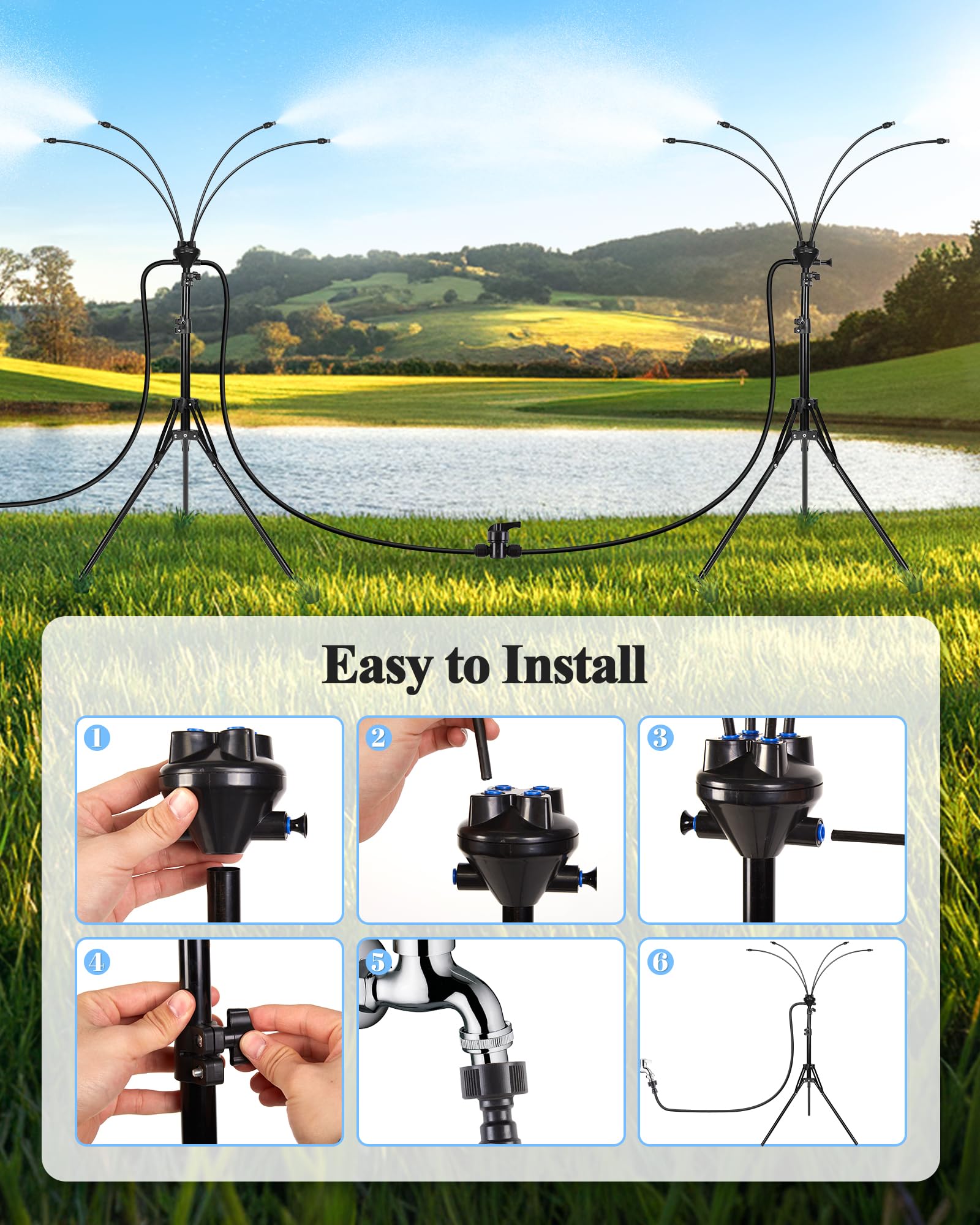 Rafow versatile misting setup for courtyards and gardens