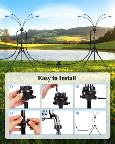 Rafow versatile misting setup for courtyards and gardens