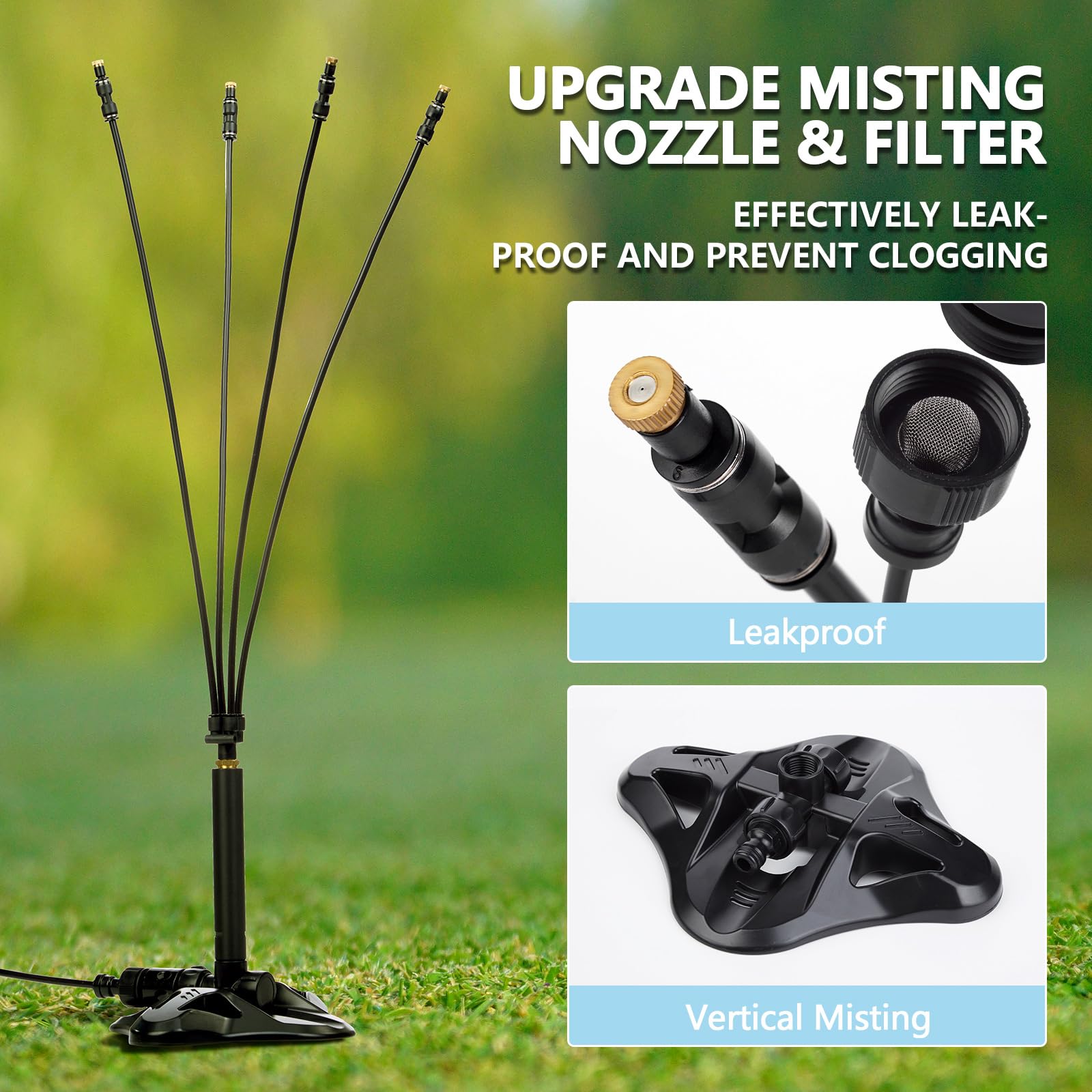 Rafow brass nozzles deliver a steady fine mist for comfort
