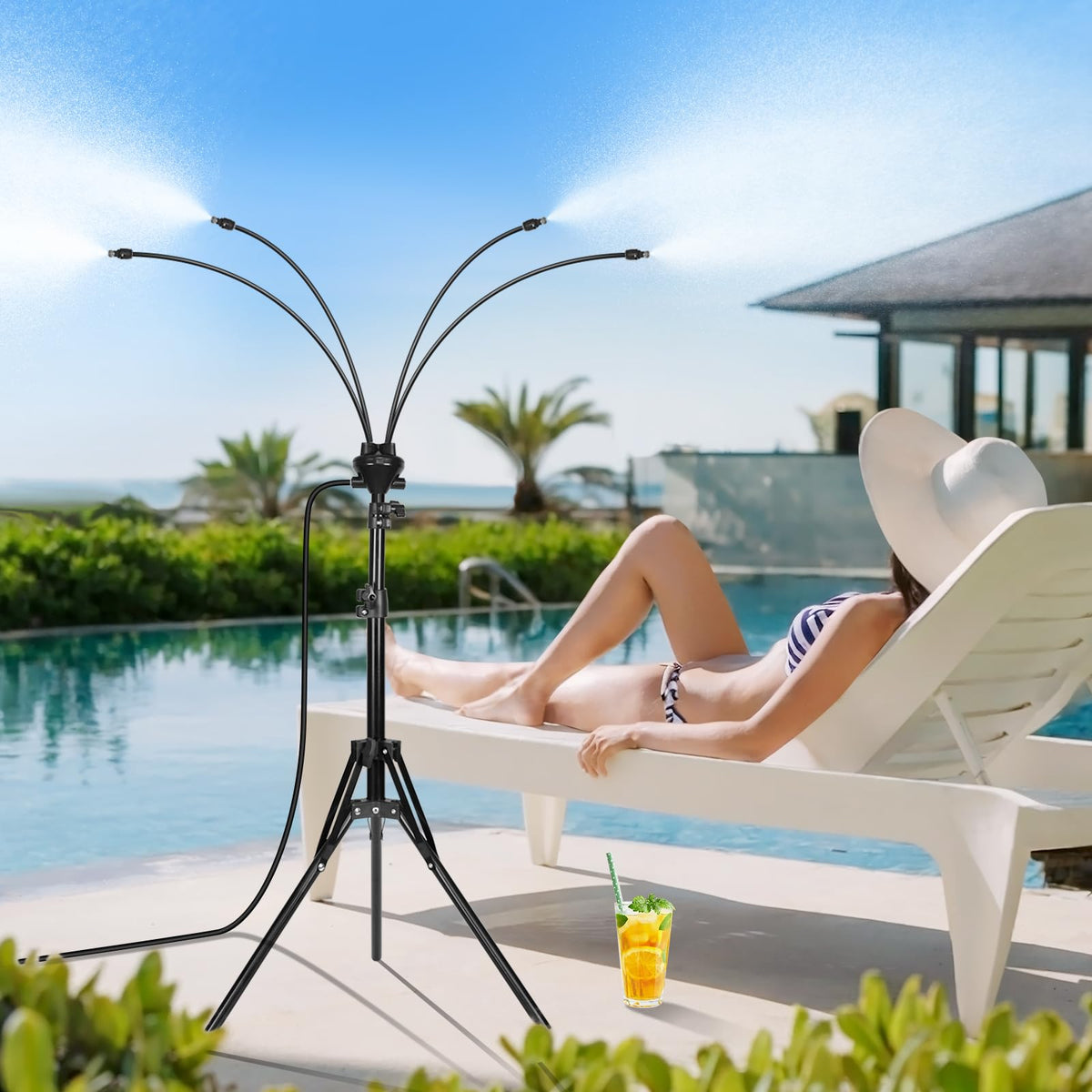 Rafow standing mister with tripod-base for stable outdoor cooling
