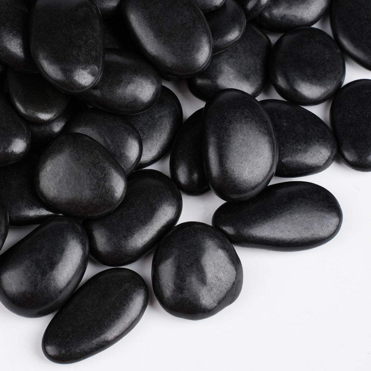 Rahato 15 lbs black rocks for planters, polished 1-2 inch stones for elegant pots