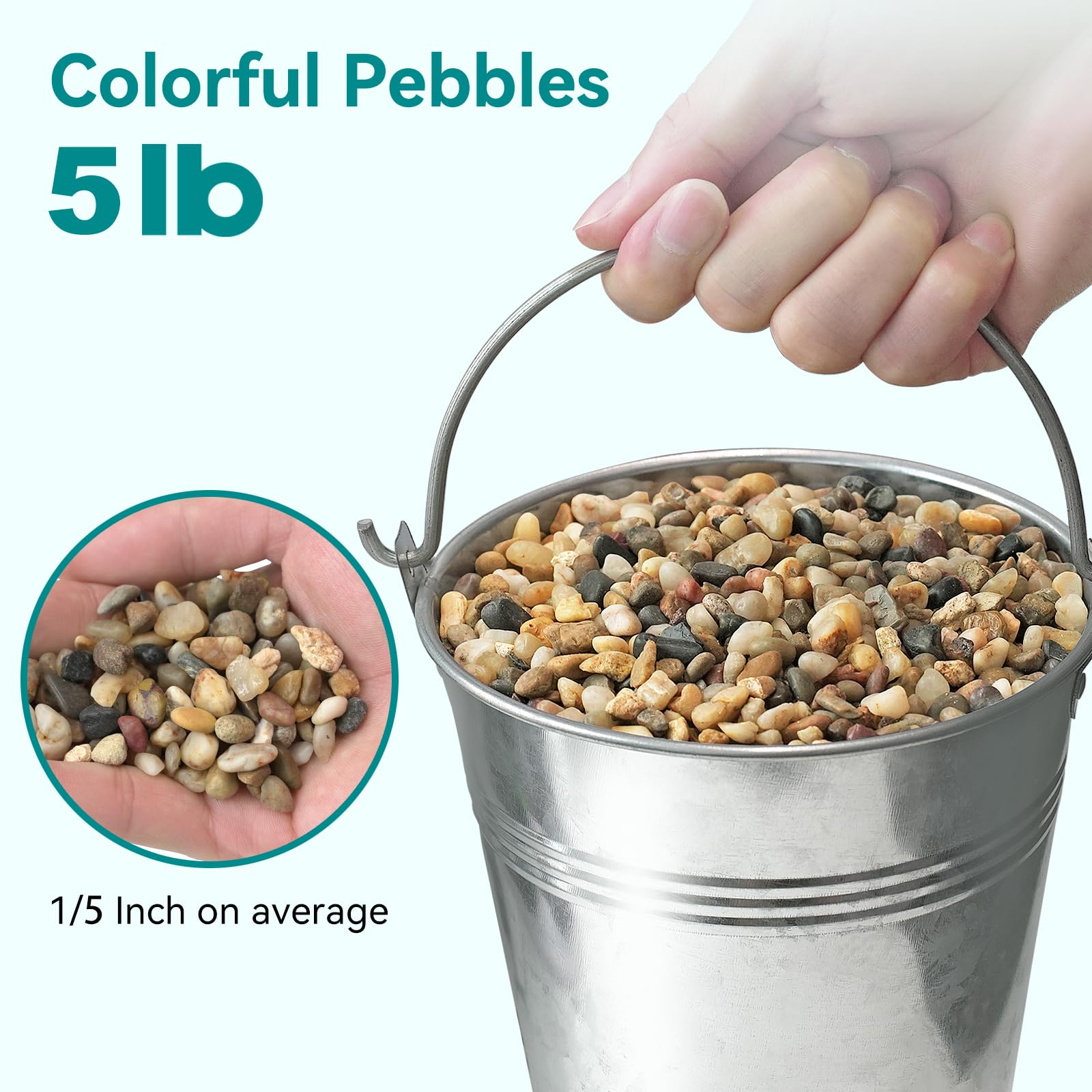 Rahato decorative pebbles for planters, adding color and well-draining layers to pots.