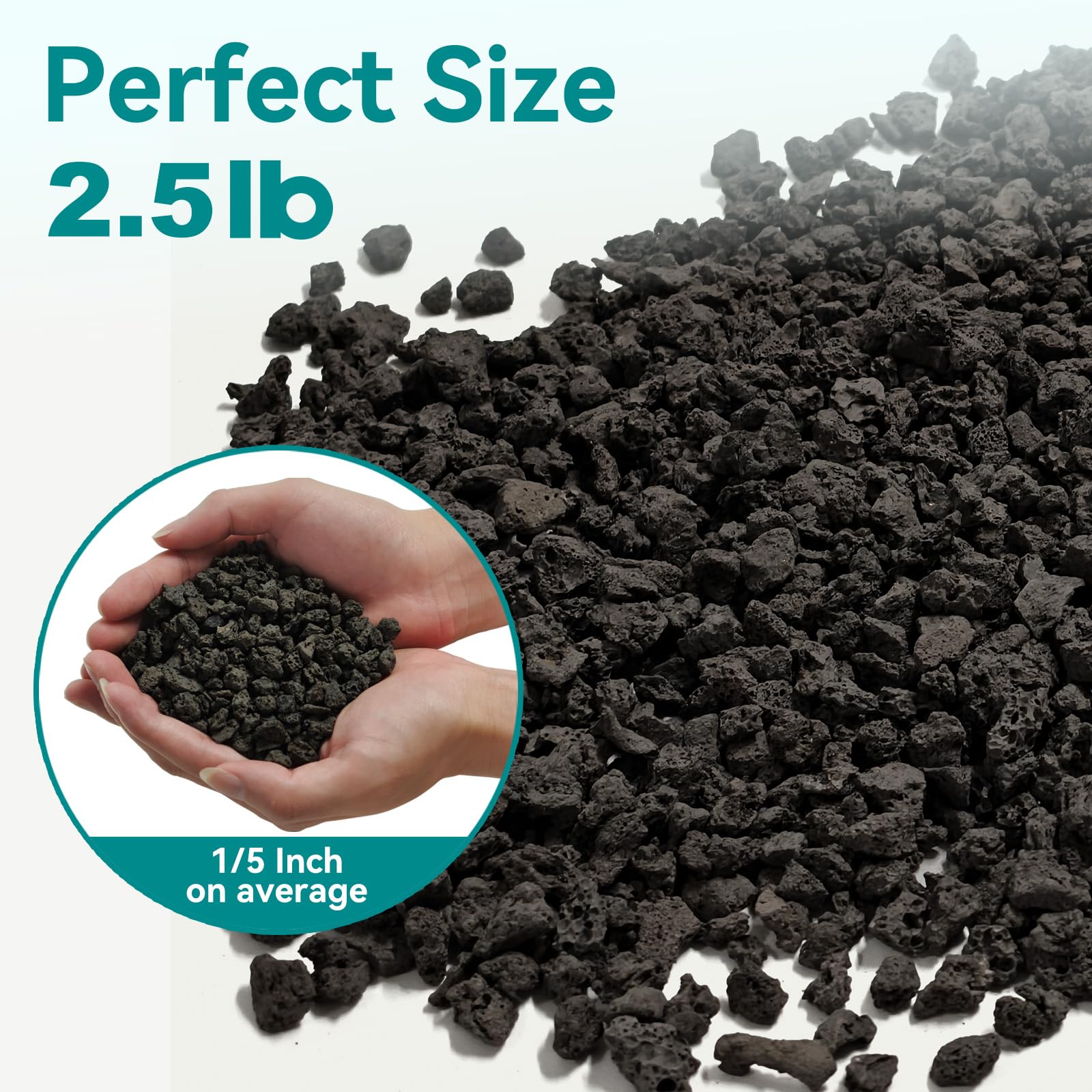 Rahato black lava rocks gravel mulch provides crisp soil separation and aeration.