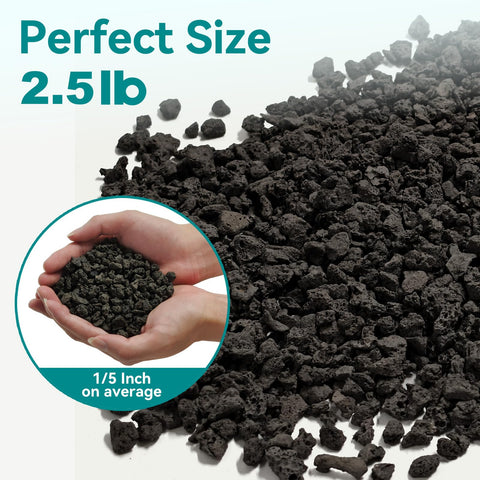 Rahato black lava rocks gravel mulch provides crisp soil separation and aeration.