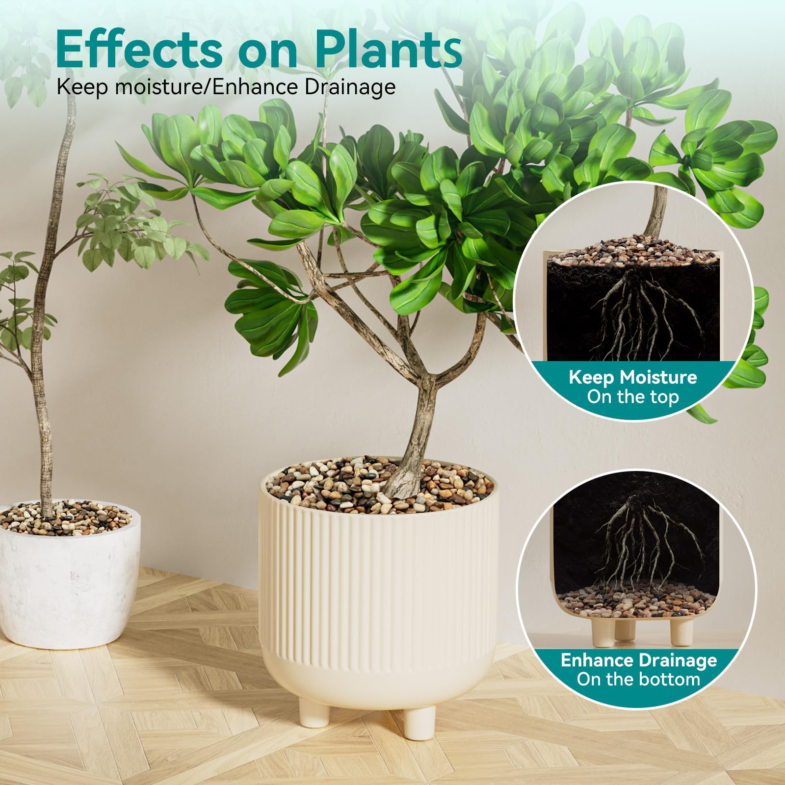 Rahato pebbles used in bamboo decor create a natural, refined look.