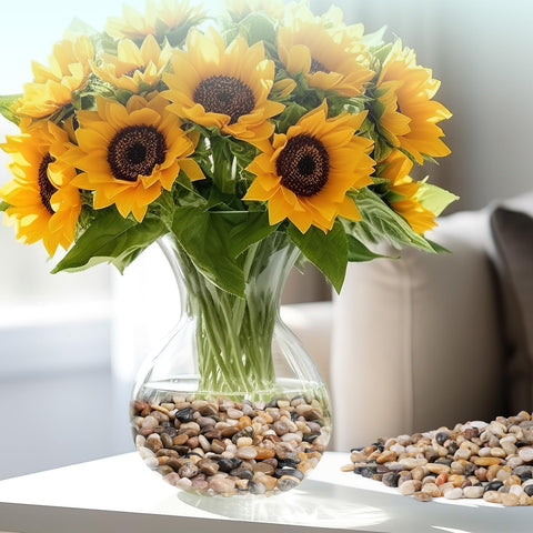 Rahato vase fillers clear glass jars; enhances centerpiece aesthetics with natural, vibrant pebble accents.