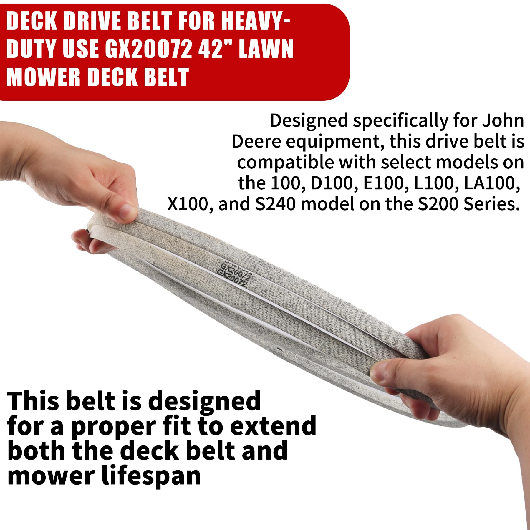 RAHQHD GX20072 aramid-core belt construction offers heat resistance and long-lasting performance.