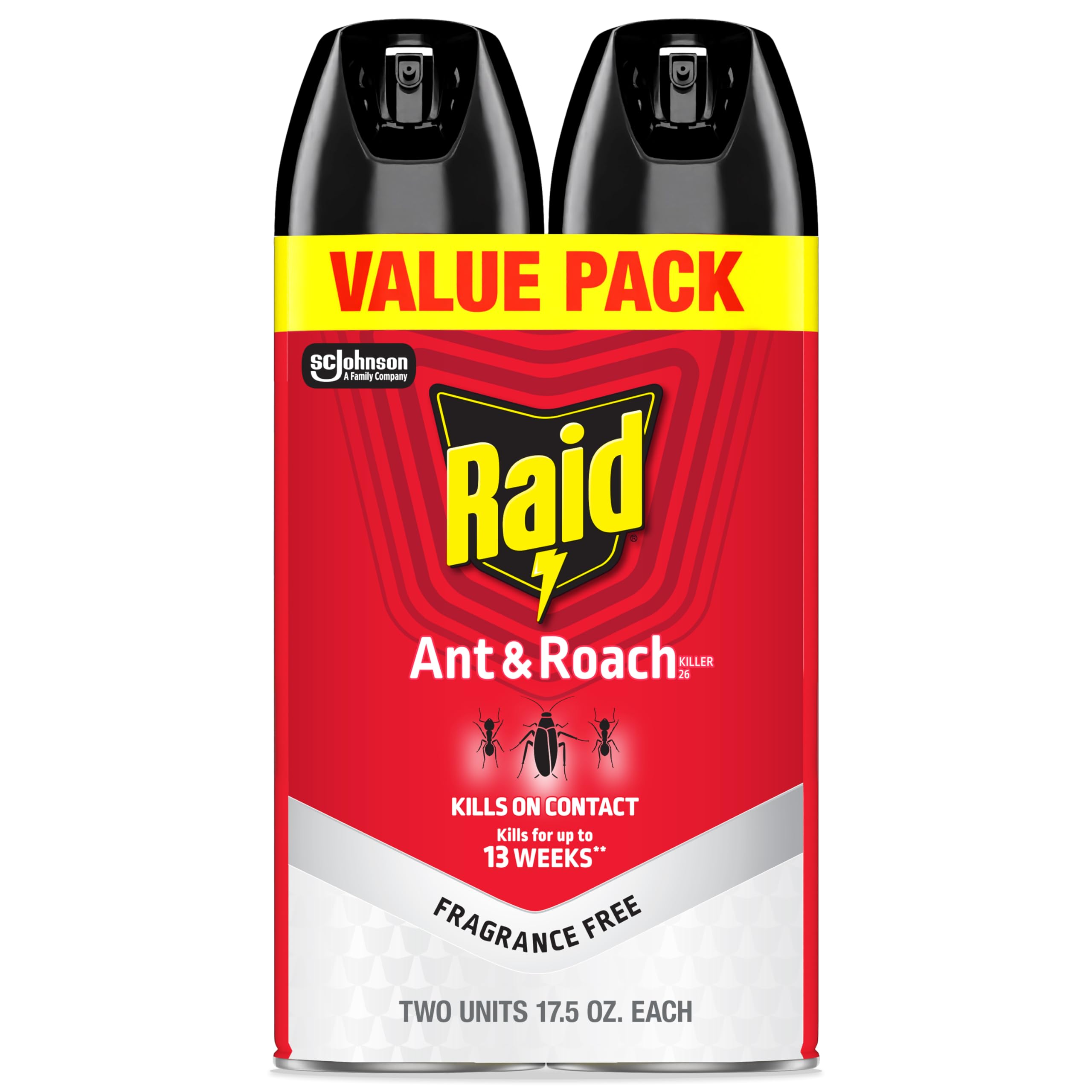 Raid Ant & Roach Killer 26 spray bottle closeup for easy room-wide pest control