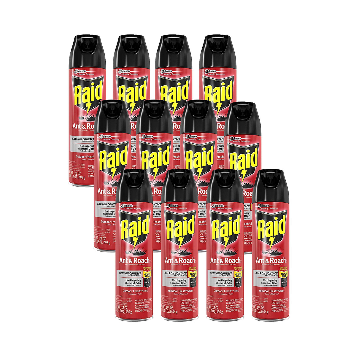 Raid Ant & Roach Killer spray bottle mist for indoor pest control and fresh scent.