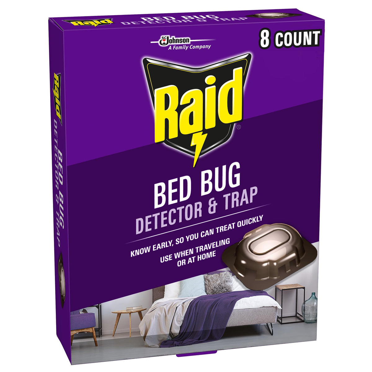 Raid bed bug detector trap pack 8 count shown for proactive home monitoring