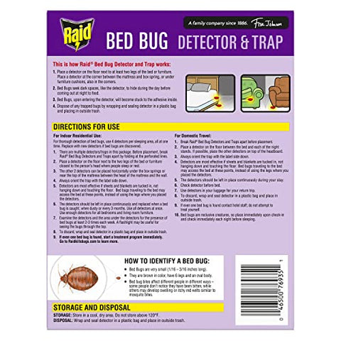 Raid bed bug detector-trap for travel and home use monitors activity discreetly.