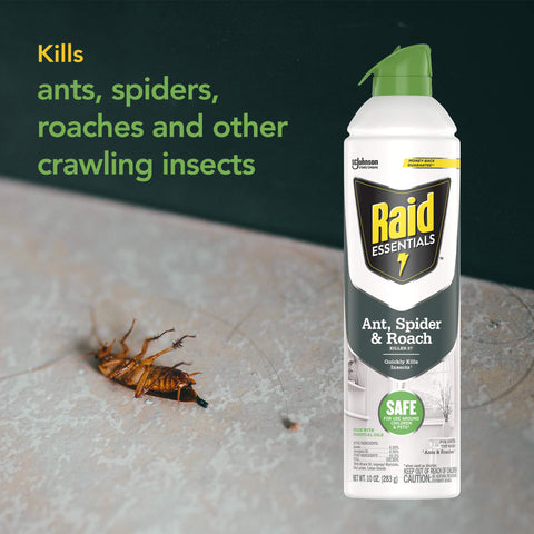 Raid Essentials essential oils formula delivers effective pest knockdown with a natural scent.