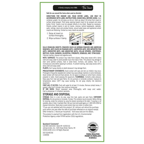 Fast-acting action shows Raid Essentials killing pests on contact