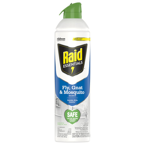 Raid Essentials flying insect killer can deters flies in home environments.