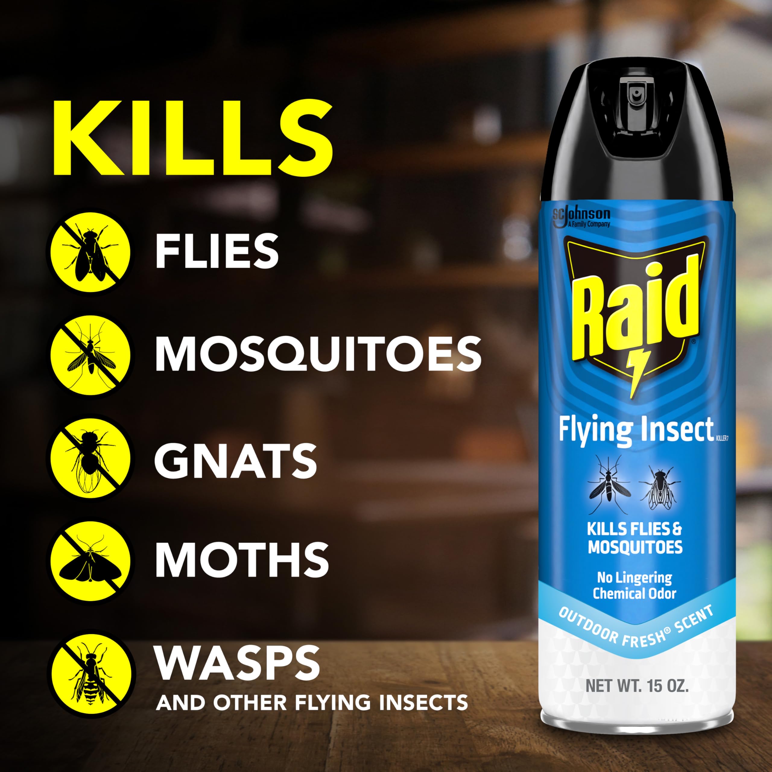 Direct spray at insects for fast knockdown while maintaining a safe distance.