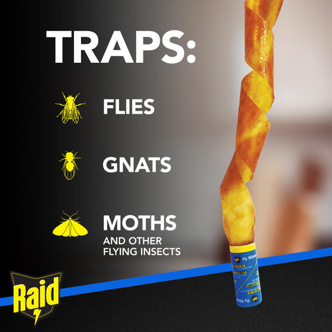 Raid FR3-RAID fly catcher ribbon in use provides ongoing fly monitoring in rooms.