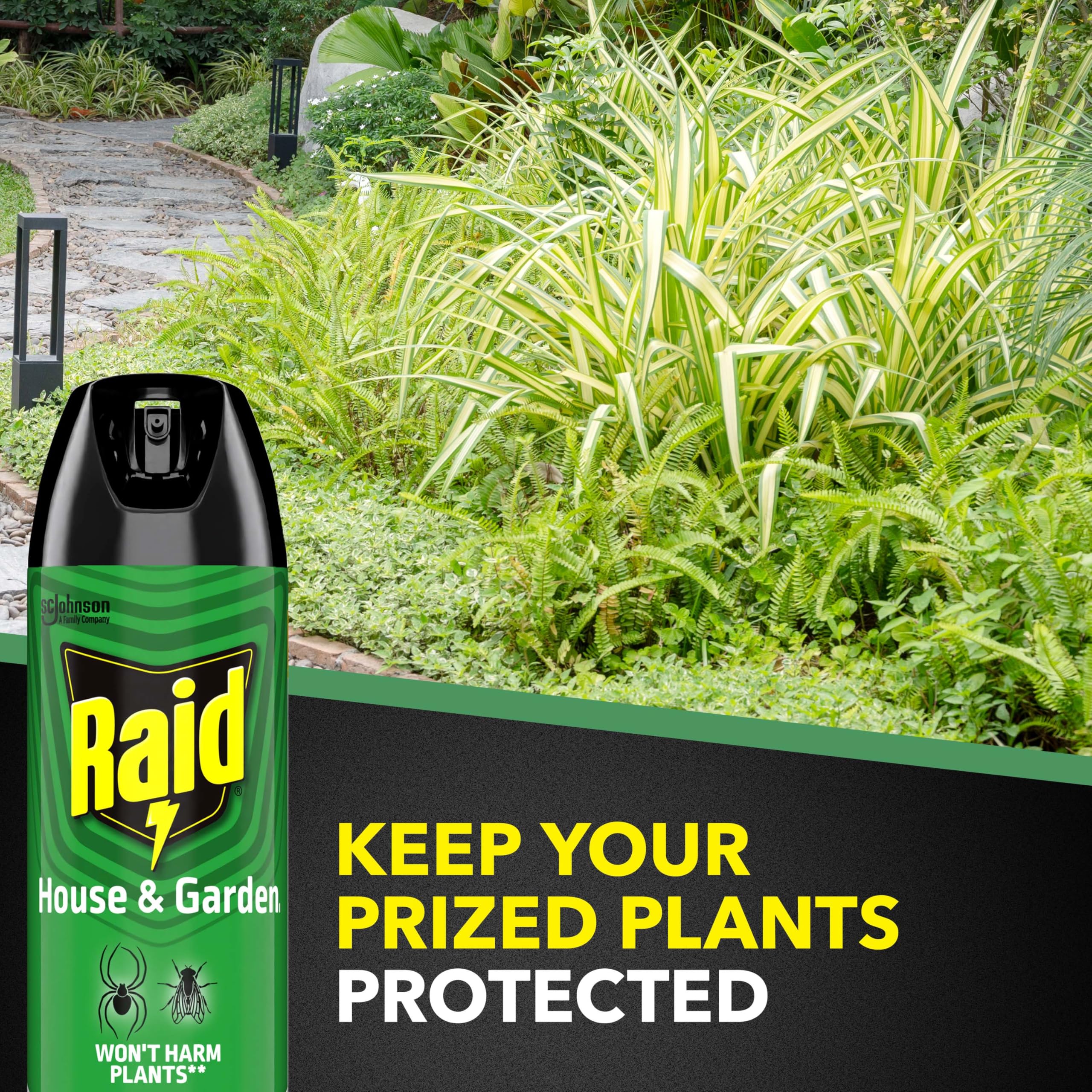 Raid House and Garden spray is easy to use indoors and outdoors.