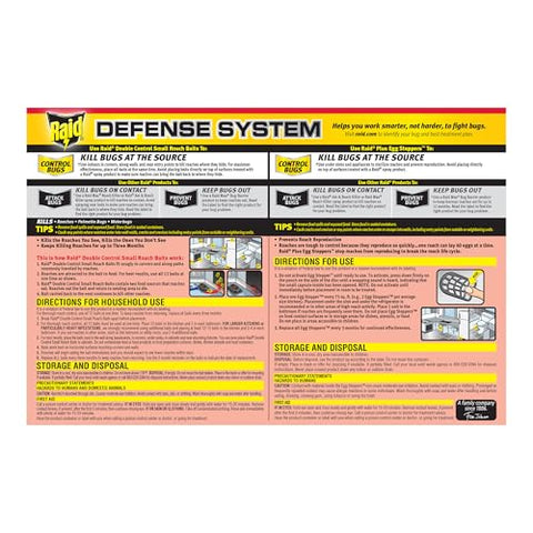 Indoor-use Raid bait kit reduces roach activity.