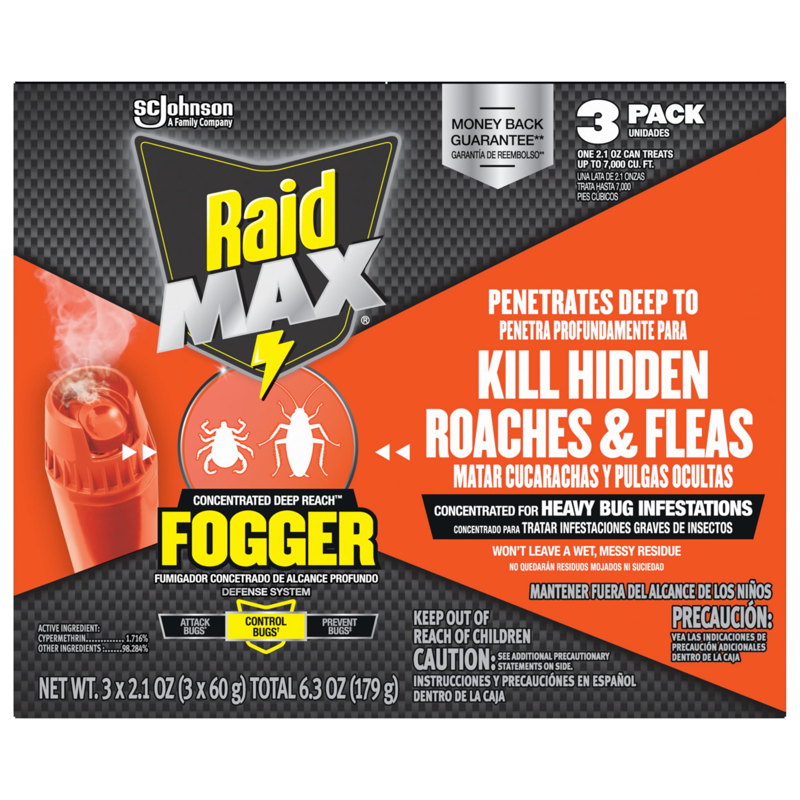 Raid Max Fogger deep reach coverage targets hidden pests in corners and crevices