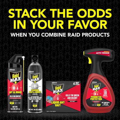 Raid Max Liquid Ant Bait station inside demonstrates convenient placement.