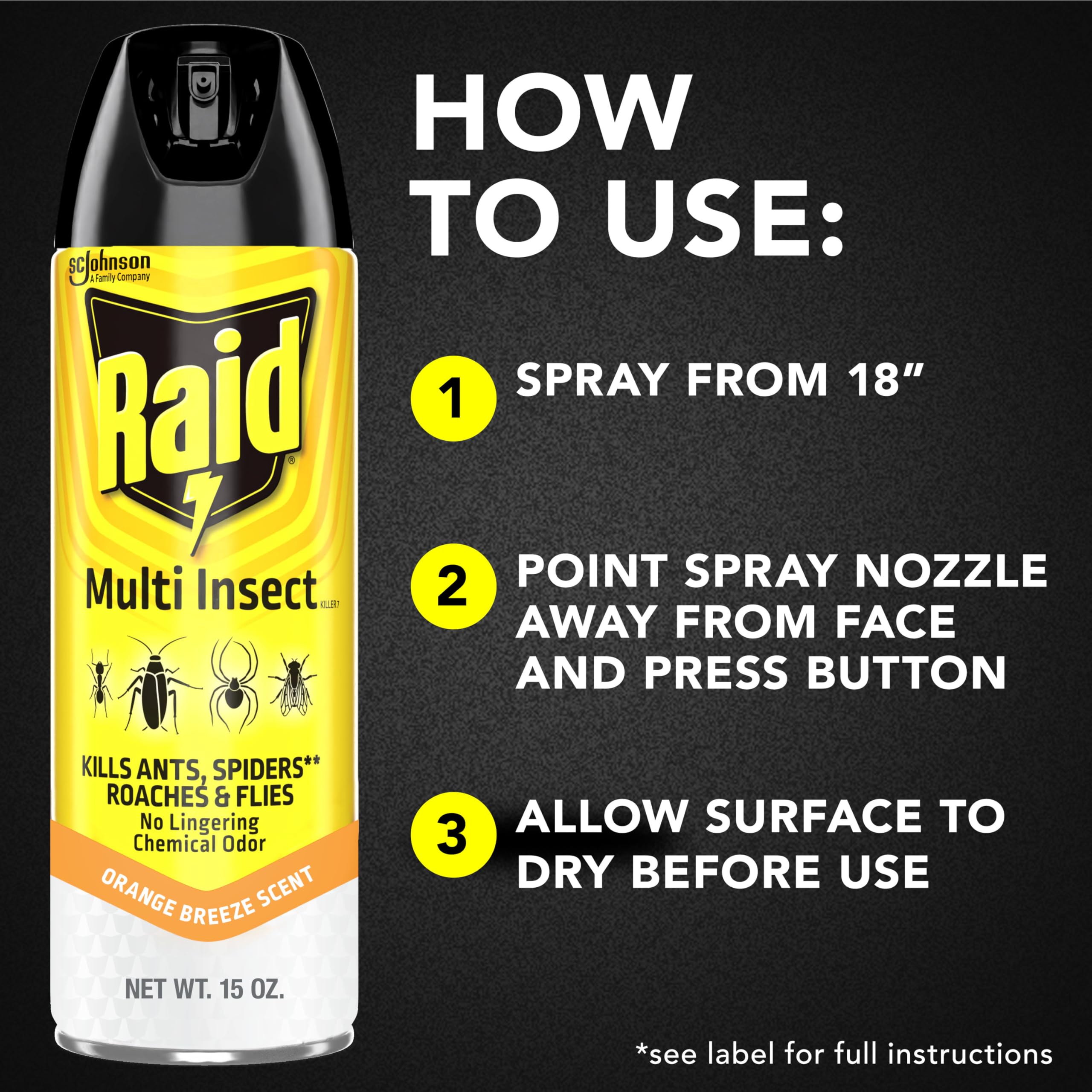 Raid Multi Insect Killer helps with fleas on contact in homes.