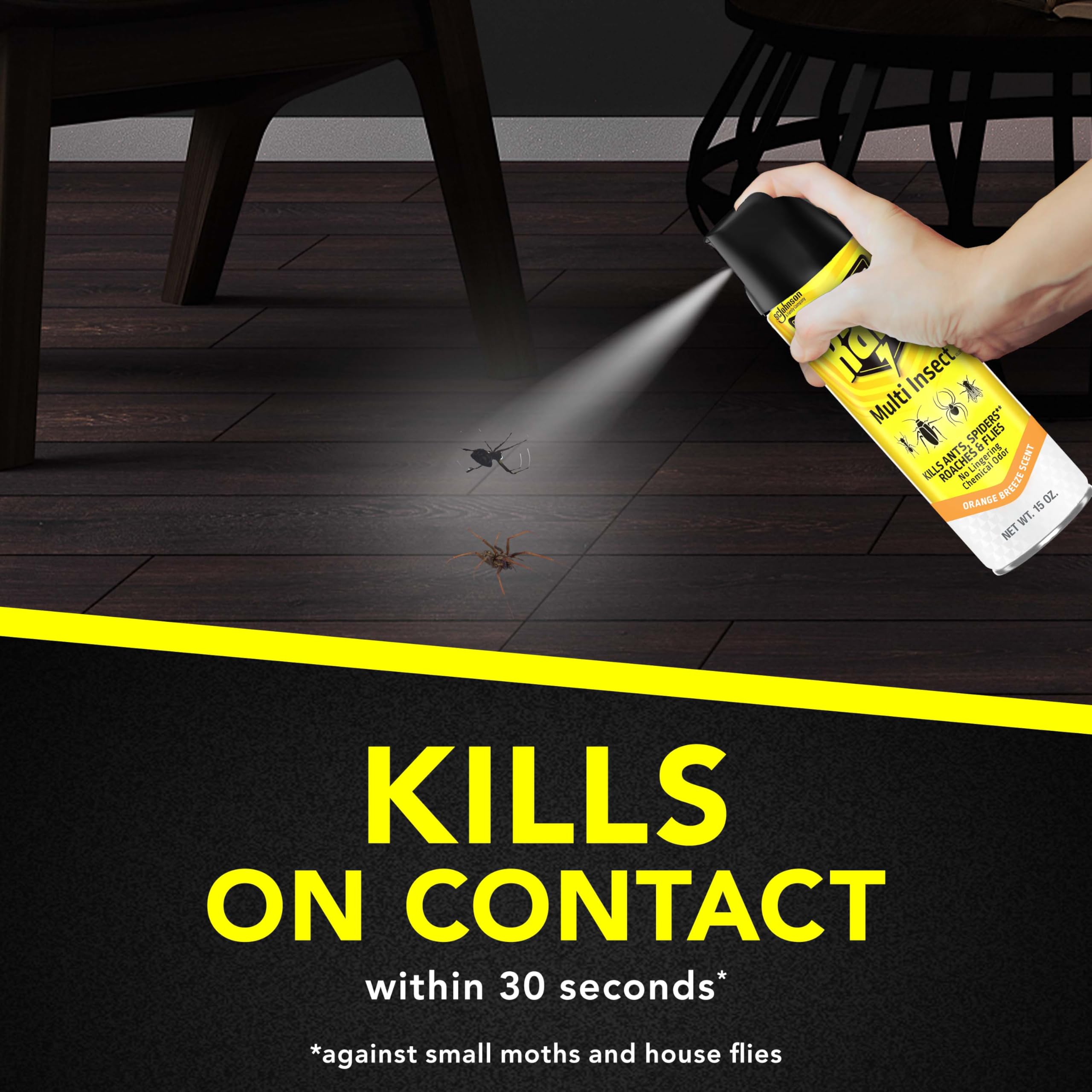 Raid Multi Insect Killer for indoors-outdoors use against common pests.