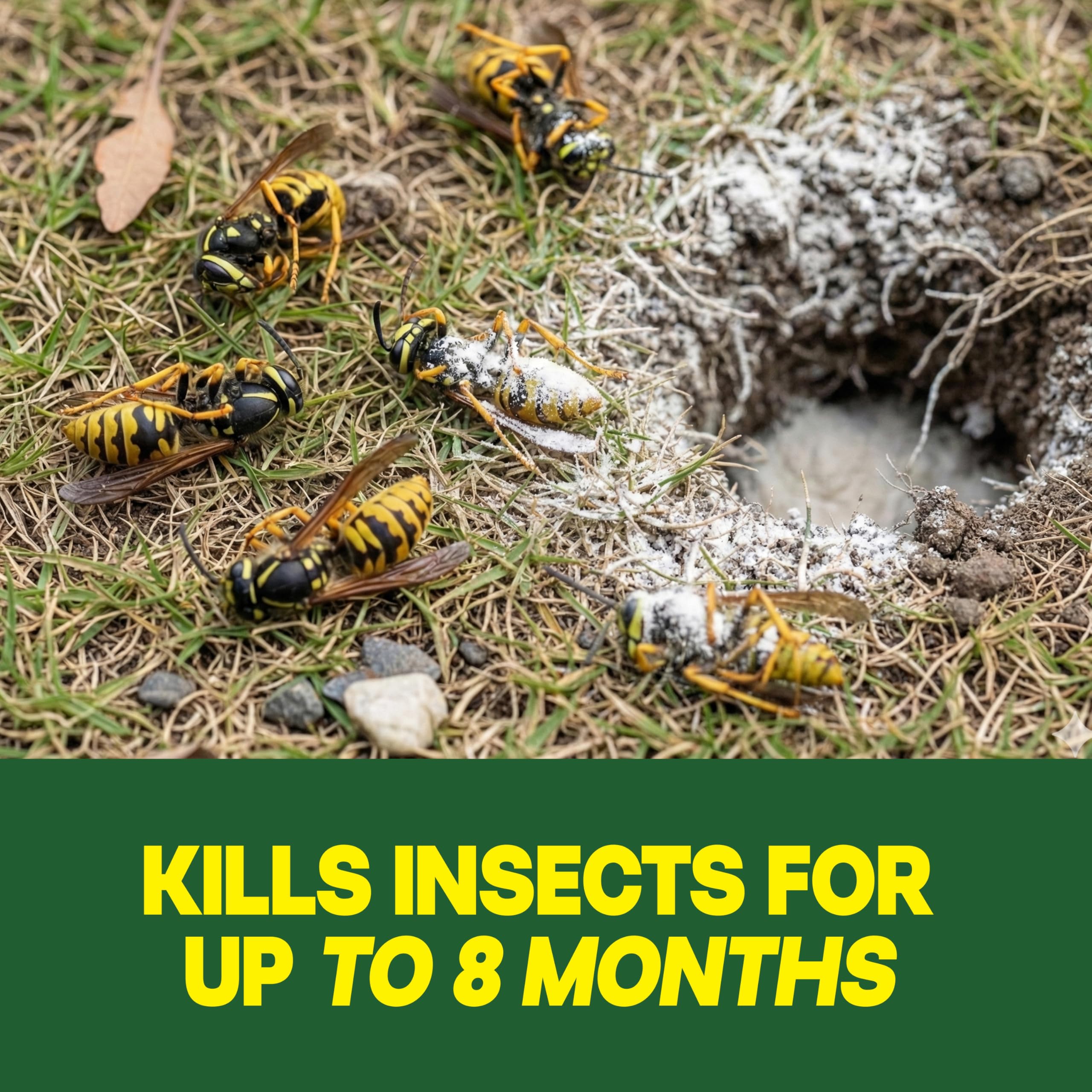 Raid nest killer used to treat the nest perimeter around a garden.