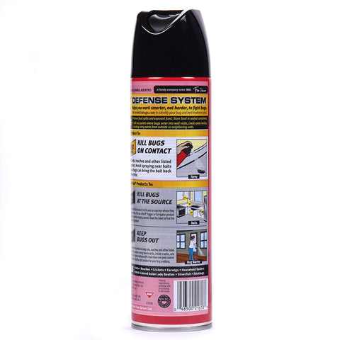 Raid safety label graphic with precautions for household use.