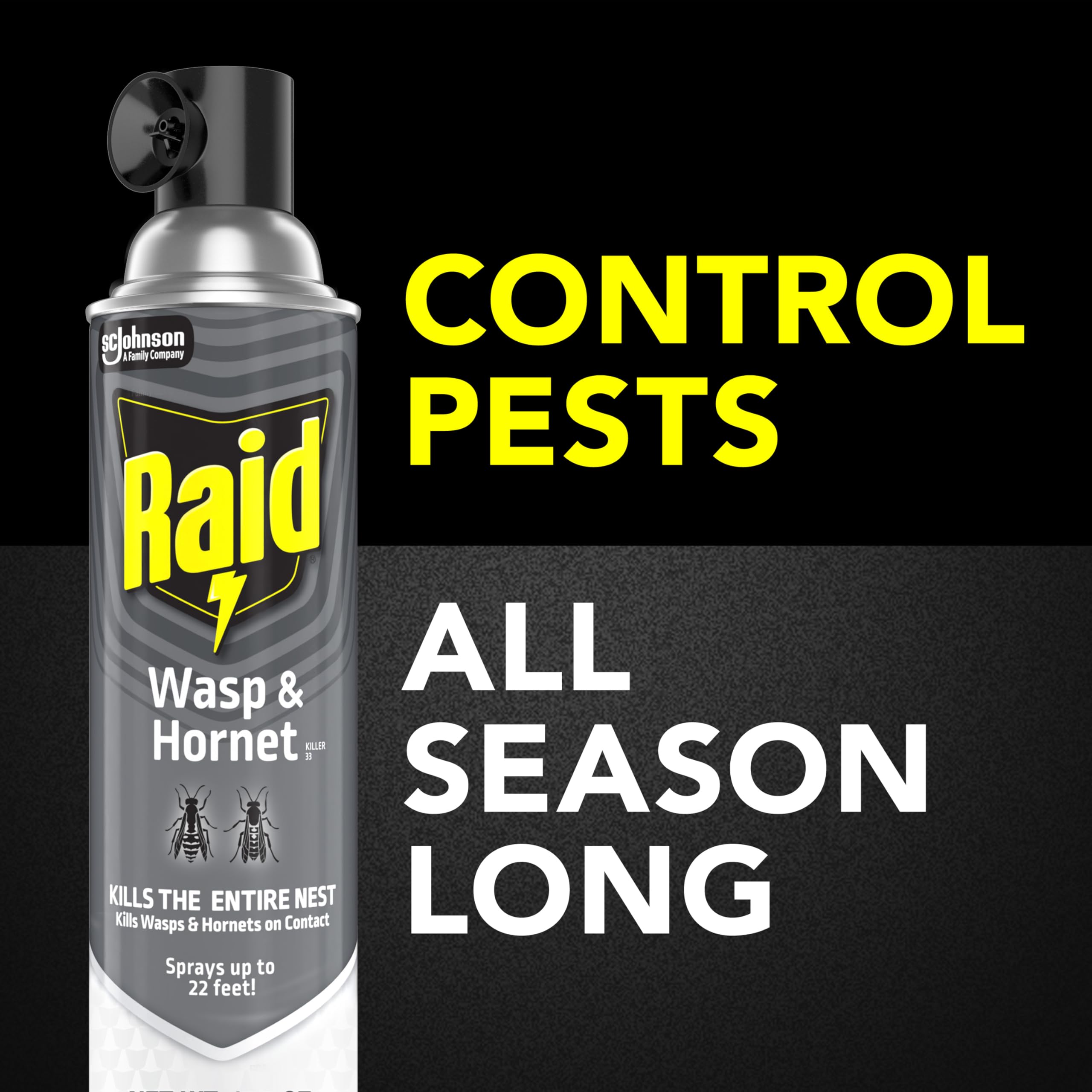 Raid Wasp & Hornet Killer Spray pack of five cans.