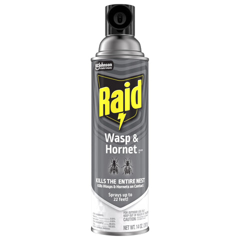 Raid Wasp & Hornet Killer nest-kill capability demonstrated.