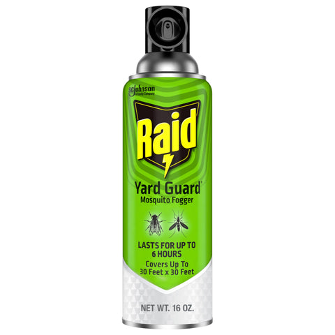 Raid Yard Guard Mosquito Fogger dispersing outdoors in action