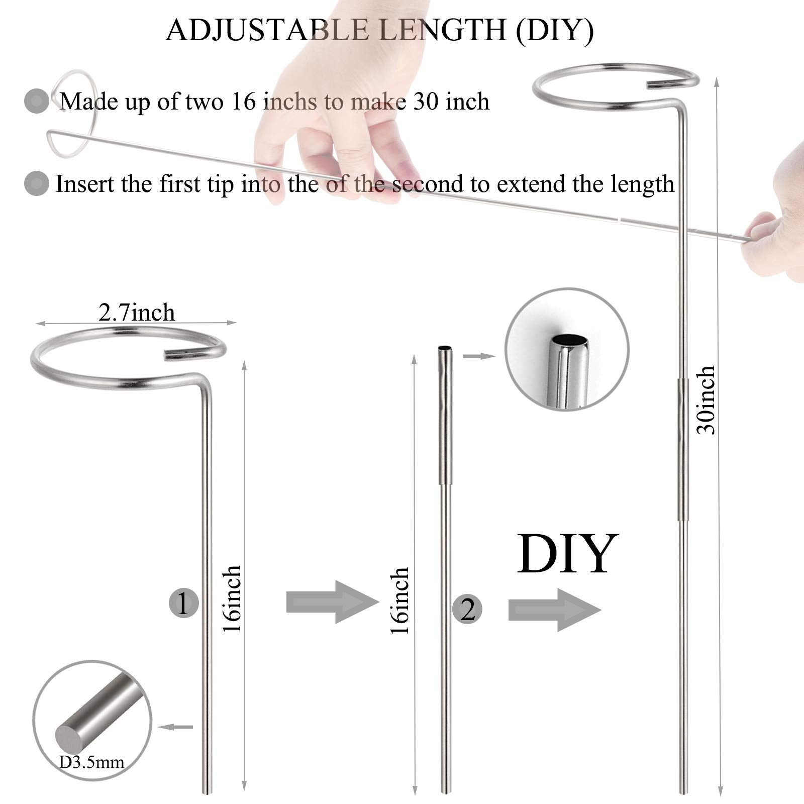 RAIKEDR 16 inch extendable stake demonstrates height adjustment for varying plants