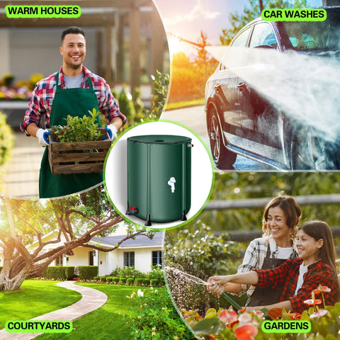 Easy outdoor setup of rain barrel for quick installation