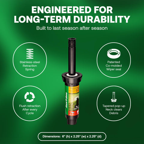 Rain Bird spray head provides a 15 foot radius for flexible layouts