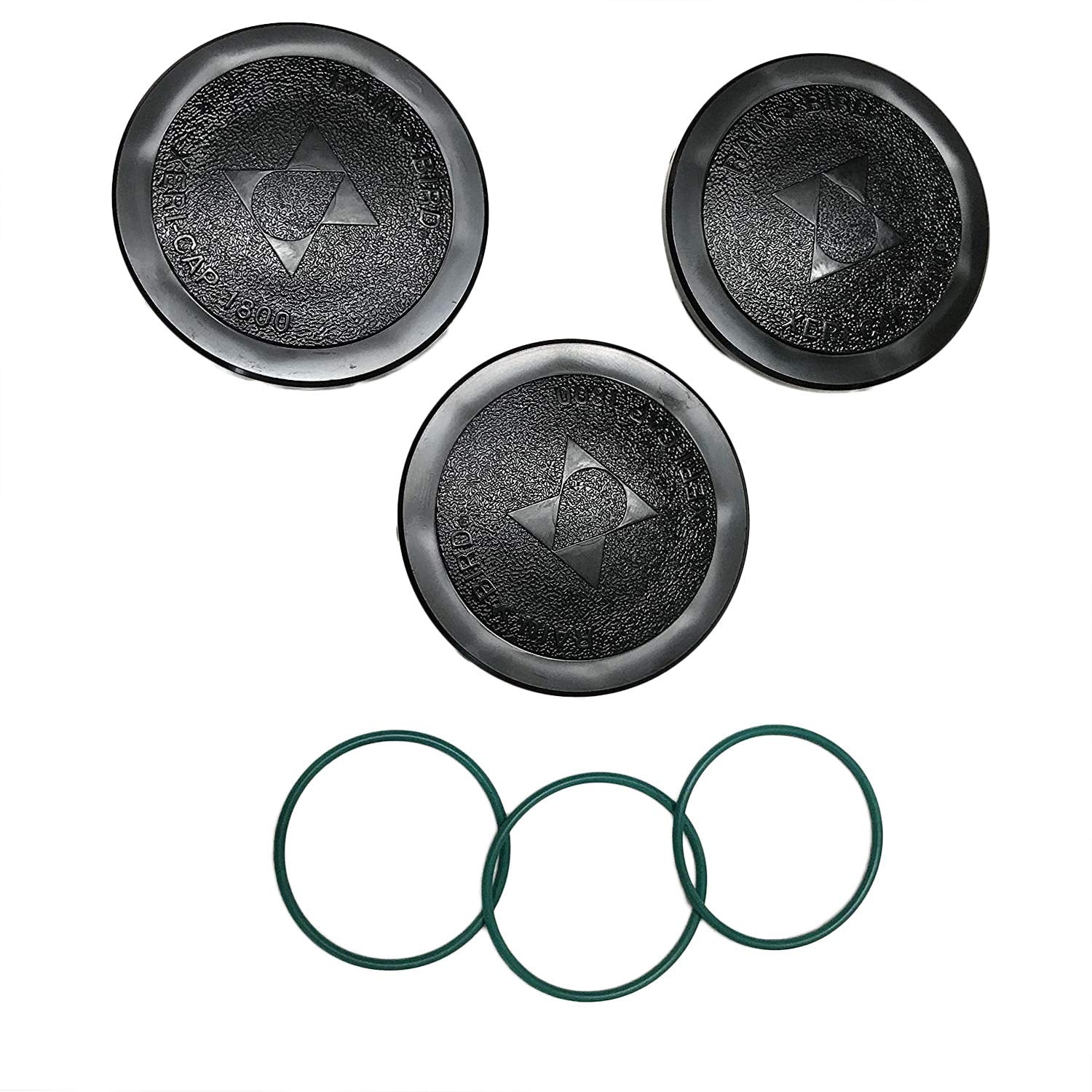 Rain Bird 1800XC cap pack front view with caps and gasket for drip retrofit