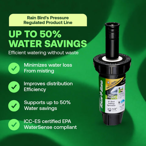 Rain Bird 1802FDSPRS delivers full 360° coverage for complete area watering.