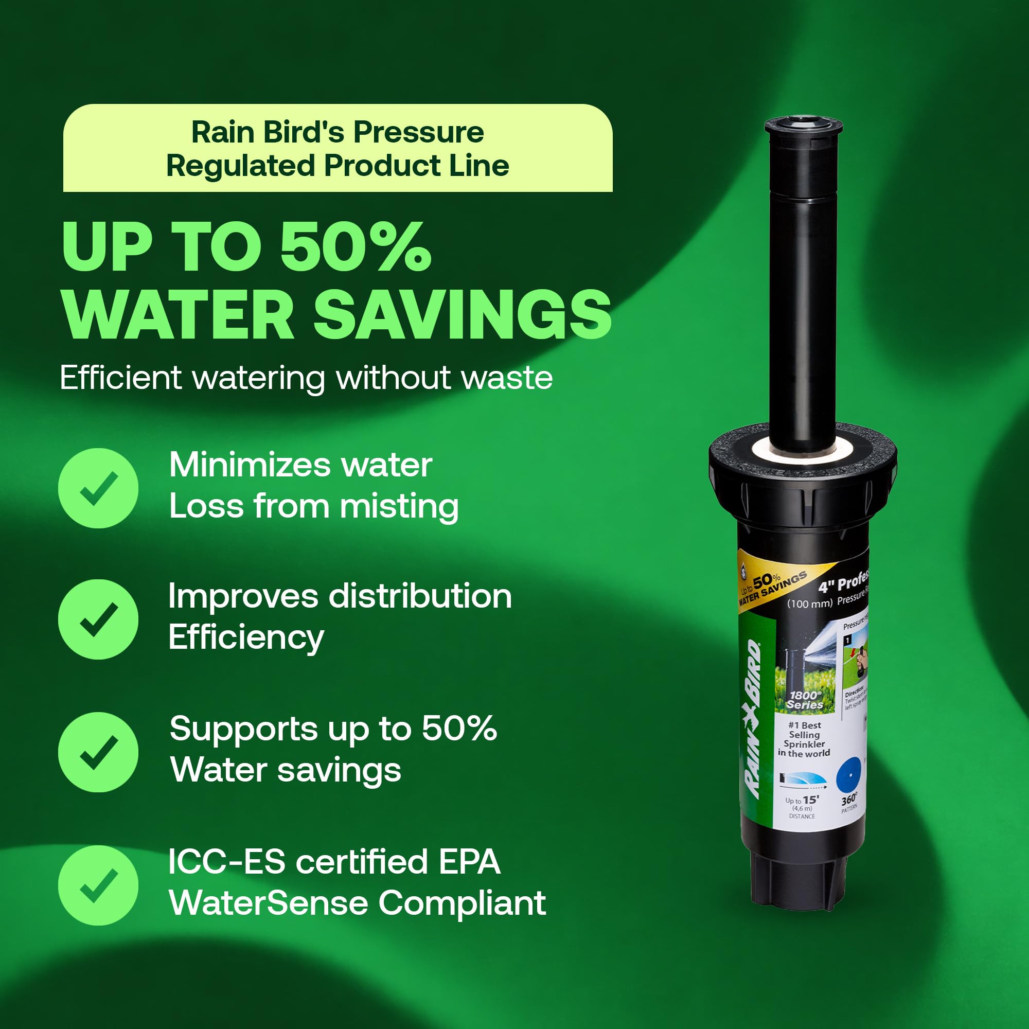 Rain Bird 1804FDSP25 360-degree spray pattern in action