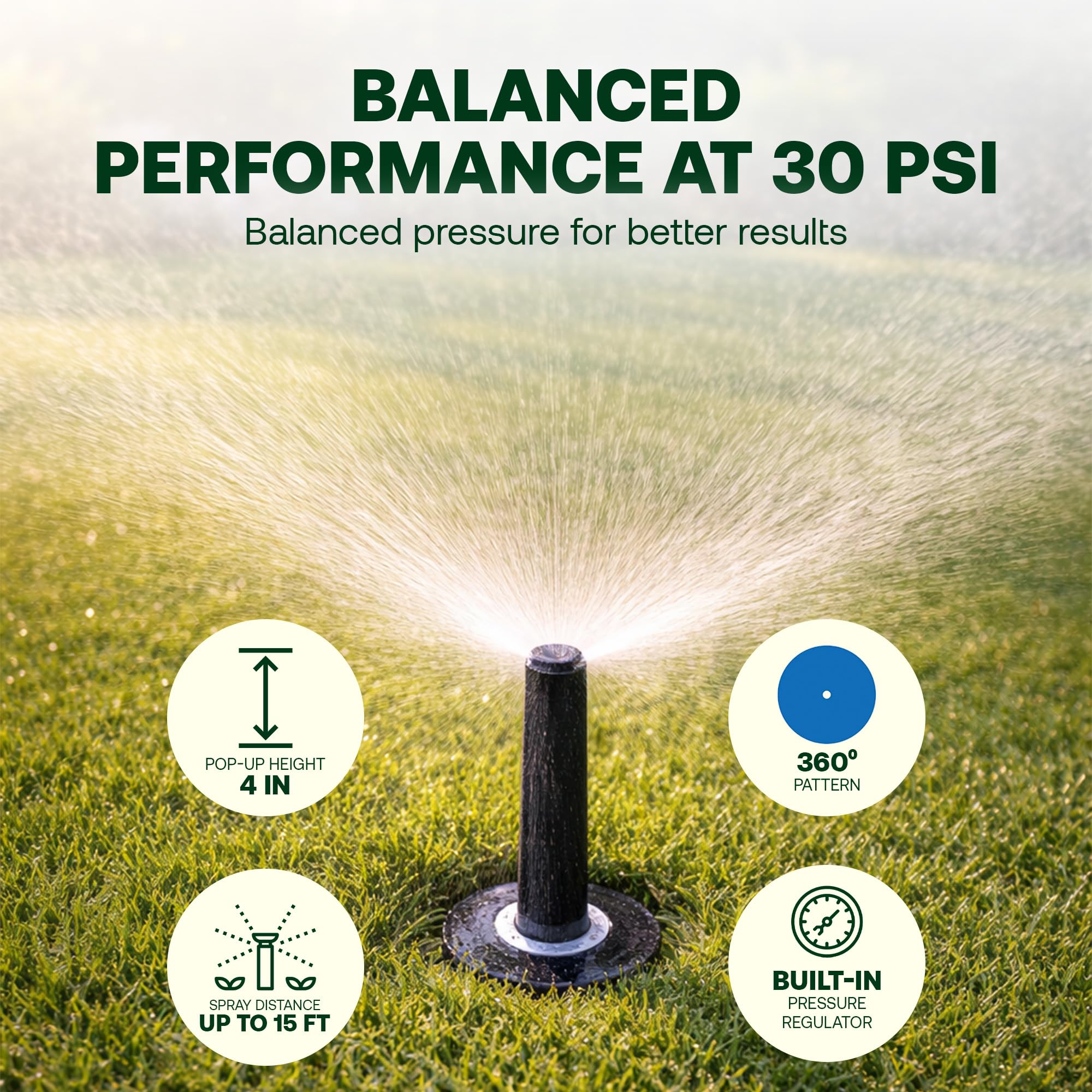 Rain Bird 1804FDSP25 4-inch pop-up height demonstrated