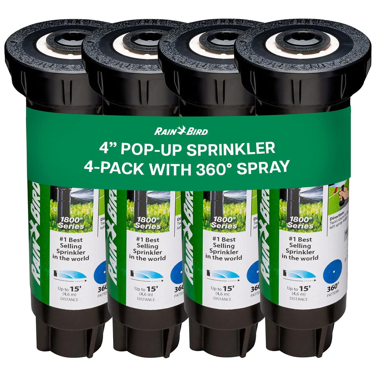 Rain Bird 1804FDSP25 PRS dual spray nozzle showing even lawn coverage