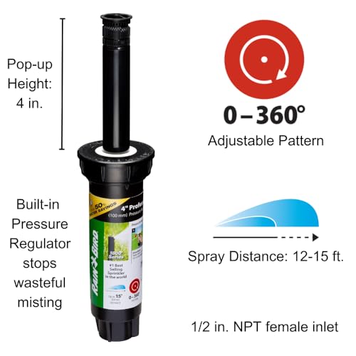 Rain Bird 1804HV15PR pattern adjustment demonstrates 0°–360° versatility for odd layouts