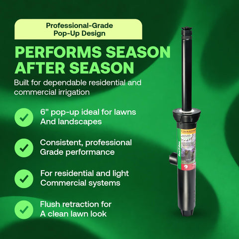 Rain Bird 1806VAN includes pre-installed adjustable nozzle for versatile spray patterns.