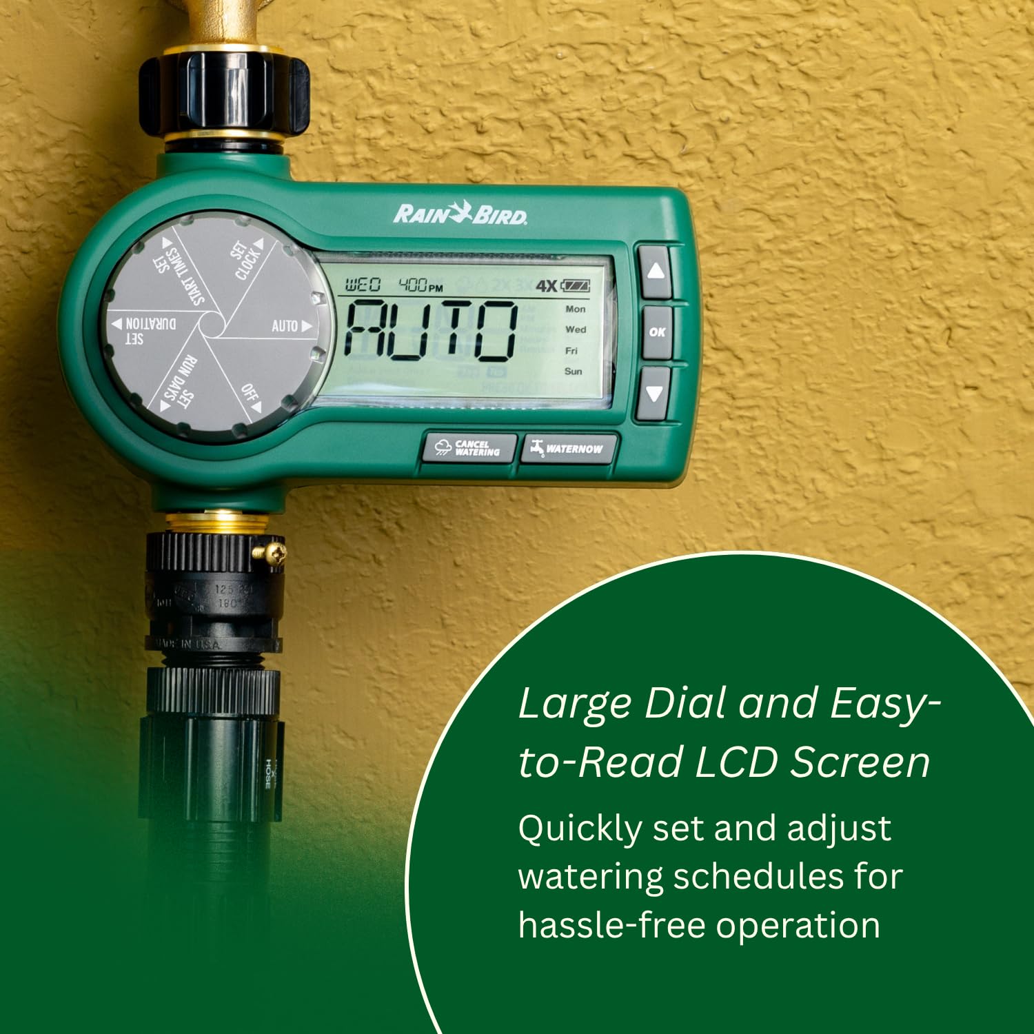 Rain Bird 1ZEHTMRP cancel watering with rain delay up to 96 hours.