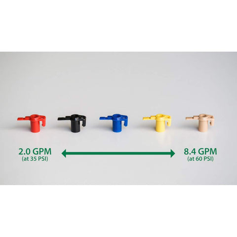 Rain Bird Maxi-Paw quick nozzle change for easy setup.