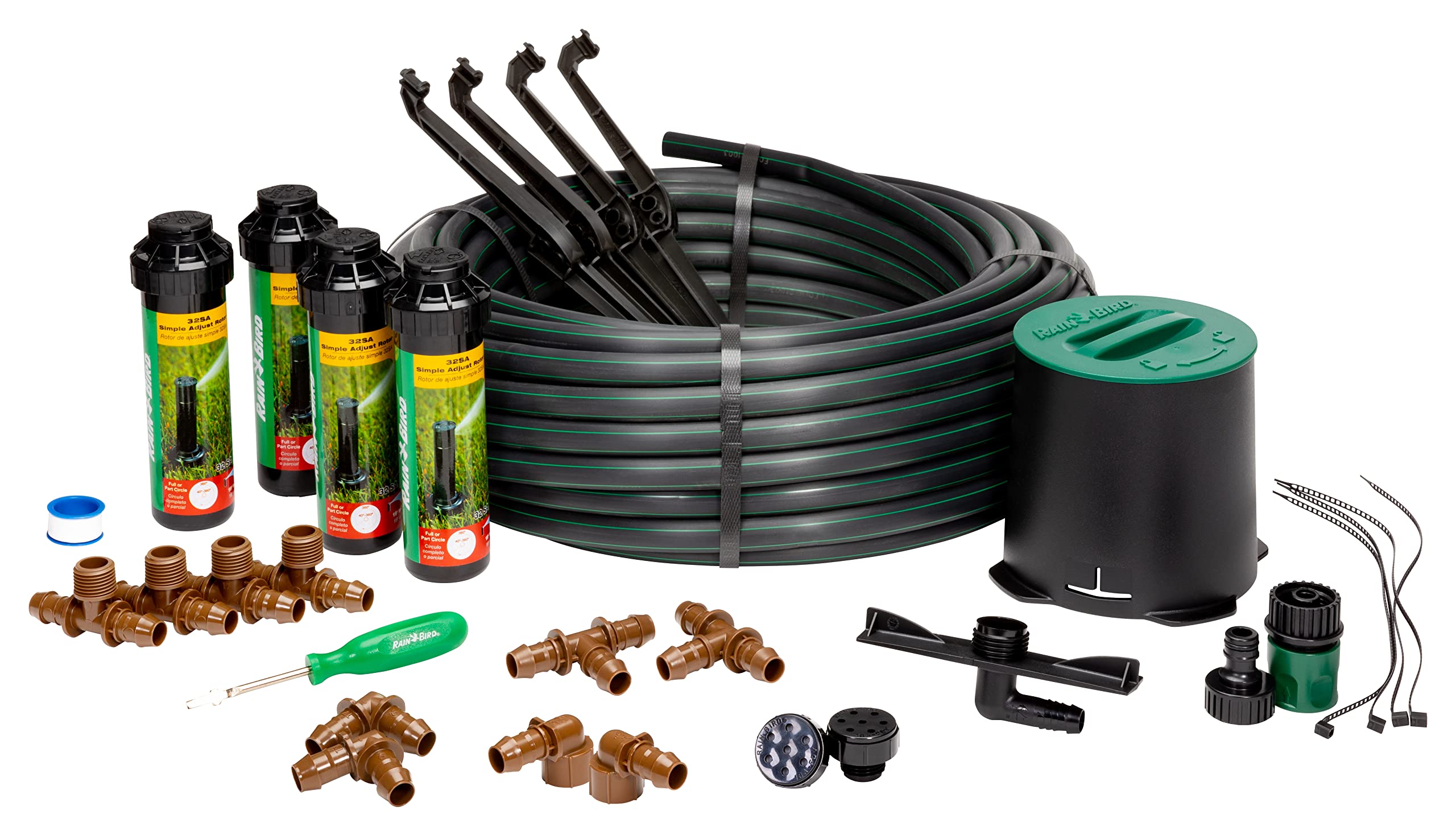 Rain Bird 32HE in-ground rotor pops up to irrigate evenly across your lawn